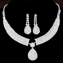 Jewelry Set 1 set Clear Synthetic Diamond Rhinestone Alloy Silver 1 Necklace 1 Pair of Earrings Earrings Necklace Women's Ladies Luxury Elegant Drop Teardrop Jewelry Set For Party Wedding Anniversary Lightinthebox