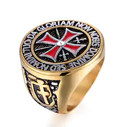 Ring Christmas Silver Gold 18K Gold Plated Cross Punk 1pc AAA Cubic Zirconia / Men's Lightinthebox