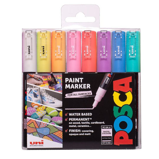 Posca 1mm Extra Fine Markers 8 Piece Pastel Set