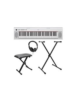 Yamaha Piaggero Np12 White Electronic Keyboard With Stand, Bench, Headphones And Online Lessons