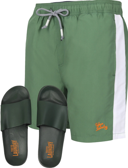 Swim Shorts Velorium Swim Shorts With Free Matching Sliders Set In Myrtle Green - Tokyo Laundry / S - Tokyo Laundry