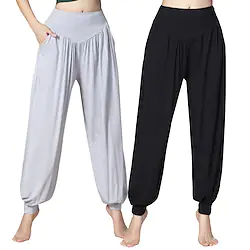 Women's Yoga Pants Wide Leg Side Pockets Harem Quick Dry Moisture Wicking High Waist Yoga Fitness Gym Workout Pants Bloomers Bottoms Dark Grey White Black Modal Cotton Winter Sports Activewear Lightinthebox