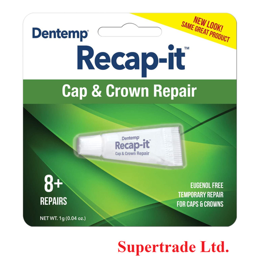 2 X Dentemp Recapit Recap-It No Mix Cement Loose Caps & Crowns Repairs - 1g