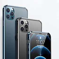 Phone Case For Apple Magnetic Adsorption iPhone 14 Pro Max 13 12 11 Pro Max Mini X XR XS 8 7 Plus Full Body Protective Double Sided Anti-Scratch Solid Colored Tempered Glass Metal Lightinthebox