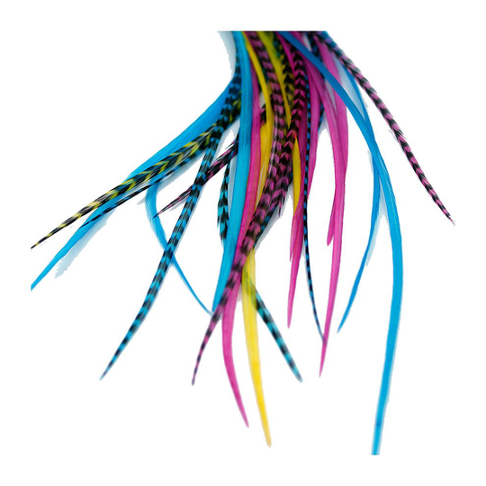 (10 Feathers) Real Feather Hair Extensions Kit - Candy