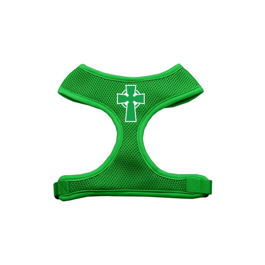 Celtic Cross Screen Print Soft Mesh Harness Emerald Green Large
