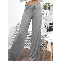 Women's Yoga Pants Wide Leg Drawstring Quick Dry Yoga Pilates Dance Bottoms Dark Grey Black Gray Sports Activewear Stretchy Skinny / Athletic / Casual / Athleisure Lightinthebox