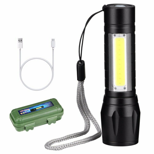 3800LM Mini COB LED USB Flashlight Rechargeable + Box
