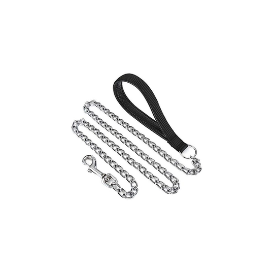 Filhome Metal Dog Leash Chew Proof Dog Chain Leash 4FT, 6FT Heavy Duty Sturdy Pet Dog Leash with Padded Handle for Large Medium Dogs