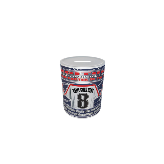 Personalised Bolton Football Shirt Ceramic Money Box Gift