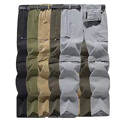 Men's Convertible Zip Off Pants Hiking Pants Trousers Summer Outdoor Breathable Water Resistant Quick Dry Zipper Pocket Pants / Trousers Bottoms Elastic Waist Black Army Green Hunting Fishing Climbing Lightinthebox