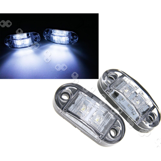 2X E-marked 12v Front & Rear Side Marker LED White Light Van Truck Trailer New