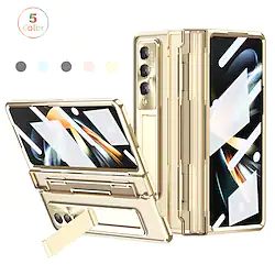 Phone Case For Samsung Galaxy Full Body Case Z Fold 4 Z Fold 3 and Screen Protector Full Body Protective Camera Lens Protector Transparent Solid Colored PC Lightinthebox
