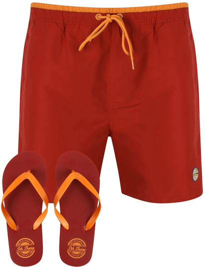 Swim Shorts Pembroke Swim Shorts In Rio Red With Free Matching Flip Flops - South Shore / S - Tokyo Laundry