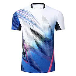 Men's Tennis Shirt Athletic Shirt Breathable Quick Dry Moisture Wicking Short Sleeve T Shirt Regular Fit Crewneck Printed Summer Gym Workout Tennis Badminton / Micro-elastic / Lightweight Lightinthebox