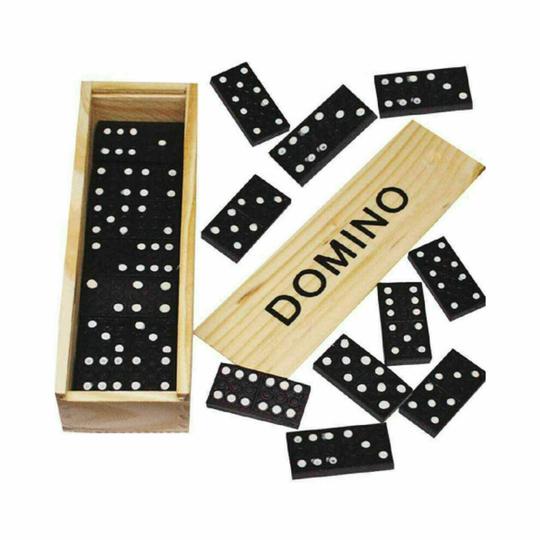 28Pc Traditional Dominoes Set Wooden Box Toy Classic Game Kids