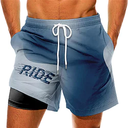 Men's Swim Trunks Swim Shorts Quick Dry Board Shorts Bathing Suit Compression Liner with Pockets Drawstring Swimming Surfing Beach Water Sports Gradient Printed Spring Summer Lightinthebox