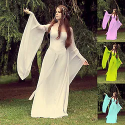 Outlander Retro Vintage Medieval Renaissance Vacation Dress Masquerade Women's Costume Vintage Cosplay Wedding Party Vacation Long Sleeve Dress Carnival / Chiffon Lightinthebox