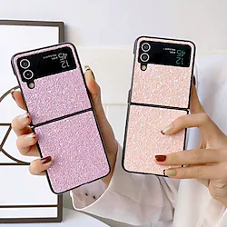 Phone Case For Samsung Galaxy Back Cover Z Flip 4 Z Flip 3 Four Corners Drop Resistance Shockproof Solid Colored Glitter Shine TPU PC Lightinthebox