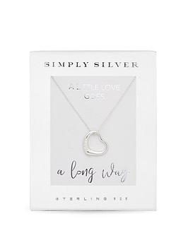 Simply Silver Gift Boxed Sterling Silver 925 Open Heart Necklace