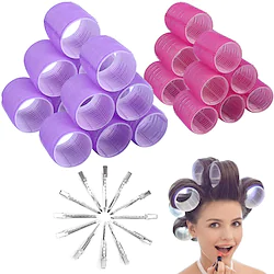 Hair Curlers Rollers Cludoo 36 Pcs Jumbo Big Hair Roller Sets with Stainless Steel Duckbill Clip 2 Size Self Grip Hair Curlers Rollers for Long Medium Short Thick Fine Thin Hair Bangs Volume Lightinthebox