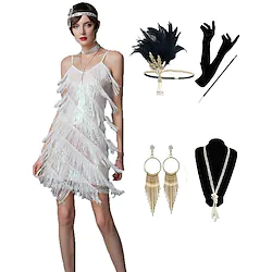 The Great Gatsby Plus Size Roaring 20s 1920s Cocktail Dress Vintage Dress Fall Spring Summer Flapper Dress Outfits Masquerade Prom Dress Halloween Costumes Prom Dresses Women's Adults' Tassel Fringe Lightinthebox