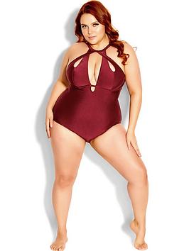 City Chic Cancun Underwire 1 Piece - Merlot