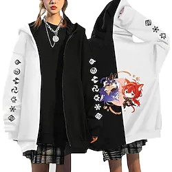 Inspired by Genshin Impact Diluc Hoodie Cartoon Manga Anime Classic Street Style Outerwear For Men's Women's Unisex Adults' Hot Stamping 100% Polyester Lightinthebox