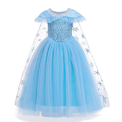 Frozen Princess Frozen Elsa Dress Party Costume Flower Girl Dress Girls' Movie Cosplay Cosplay Costume Party Blue Dress Cloak Halloween Children's Day Masquerade Polyester Lightinthebox