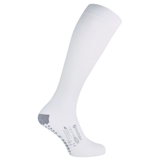 (X-Large, White) Unisex Compression Below Knee Anti Embolism Stockings with Grips