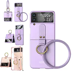 Phone Case For Samsung Galaxy Flip Z Flip 4 Full Body Protective Magnetic Flip Kickstand Solid Colored TPU Silicone Lightinthebox