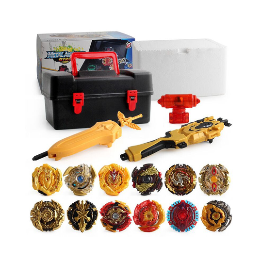 (Black Box) 12PCS Beyblade Gold Burst Set With Launcher+Box