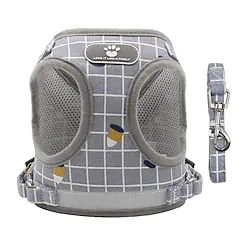 plaid cat harness and lead set escape proof reflective soft mesh chest harness for kitten small dogs puppy no pull easy on step in vest harness for chihuahua walking training outdoor gray m Lightinthebox