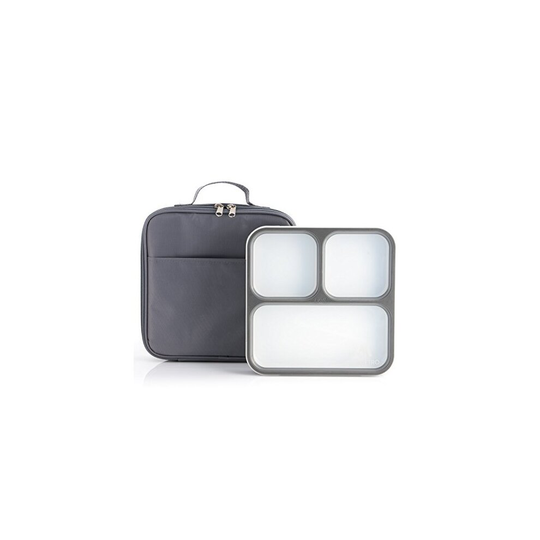 Modetro Ultra Slim Leak Proof Bento Lunchbox with 3 Portion Control Compartments Includes Matching Insulated Lunch Bag - Ideal for Adults - Bento Box