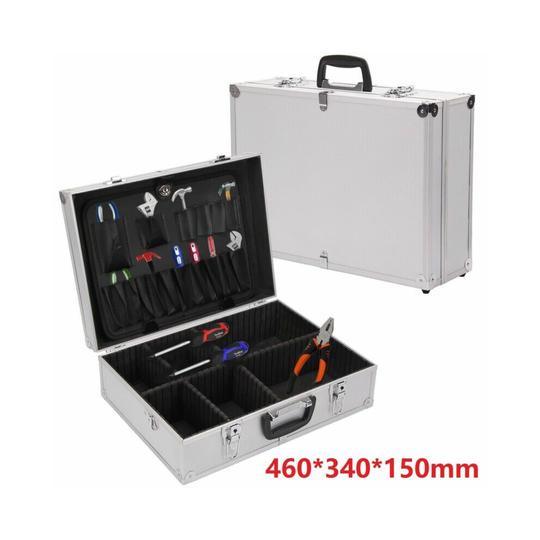 Aluminium Lockable Tool Storage Box Flight Trolley Case 46x34x15cm