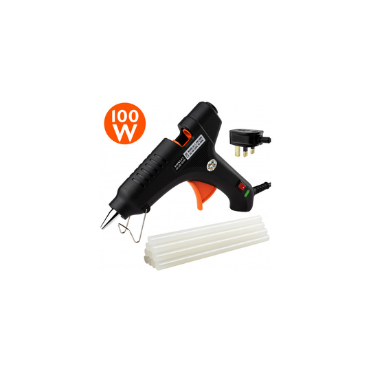 Hot Melt Glue Gun 100w Art & Craft with 11x200mm Glue Sticks Adhesive
