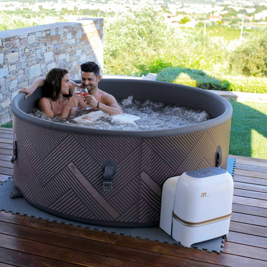 Premium 6-person round inflatable MSpa hot tub Mono 6 grey new model Ø 173 cm, reinforced PVC, pump, heating