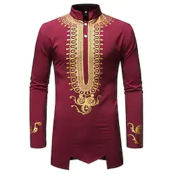 Adults Men's African Print Dashiki Shirt Modern African Outfits For Party Polyester Masquerade Shirt Lightinthebox