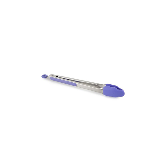 (Purple) Jazooli Silicone Grip Stainless Steel Kitchen Tongs