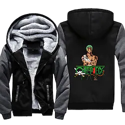 Inspired by One Piece Roronoa Zoro Hoodie Outerwear Sherpa Jacket Anime Graphic Outerwear For Men's Women's Unisex Adults' Hot Stamping 100% Polyester Casual Daily Lightinthebox