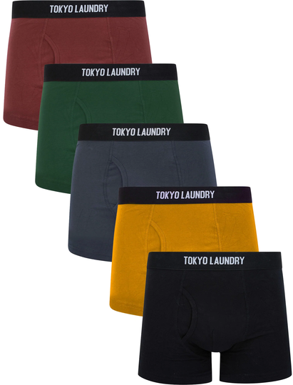 Mens Underwear Koman (5 Pack) Cotton Sports Boxer Shorts Set in Autumn - Tokyo Laundry / L - Tokyo Laundry