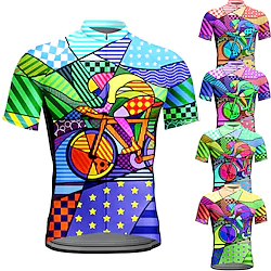 21Grams Men's Short Sleeve Cycling Jersey Summer Spandex Polyester Purple Sky Blue Stars Bike Top Mountain Bike MTB Road Bike LGBT Cycling Breathable Quick Dry Moisture Wicking Sports Clothing Lightinthebox