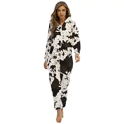 Adults' Kigurumi Pajamas Nightwear Cows Character Onesie Pajamas Flannel Cosplay For Men and Women Christmas Animal Sleepwear Cartoon Festival / Holiday Costumes Lightinthebox