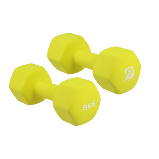 FunctionalFitness Neoprene Coated Hexagonal Dumbbell Pair - 2 x 8kg
