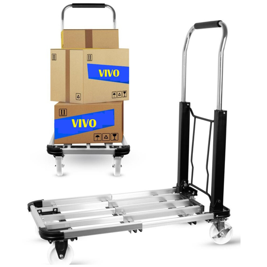 150Kg Foldable Platform Trolley Hand Truck Folding Cart Soft Grip Push Extendabl