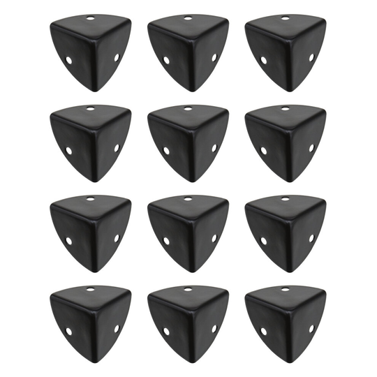 12pcs Black Box Corner Brace Edge Guard Protectors 25mm for Wooden Case Trunk
