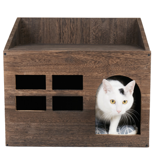 Wooden Indoor Cat House Pet Shelter Room Box Enclosed Furniture