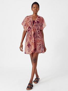 Accessorize Chiffon Craftcore Palm Print Kaftan