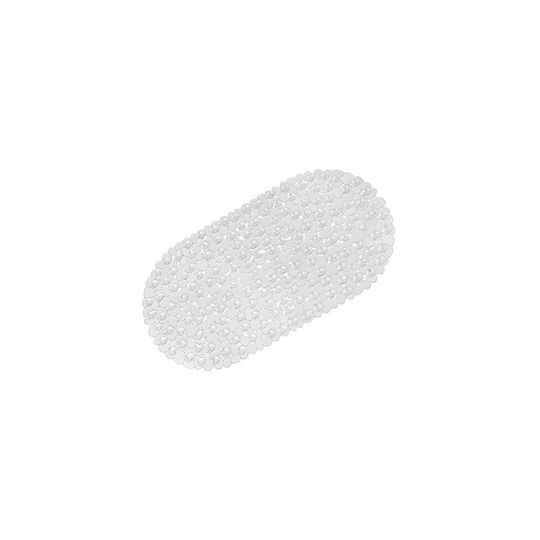 WELTRXE Non Slip Bath Mat for Bathroom, Pebble Frosted Flexible PVC Bathtub Mat, Anti-Mould Anti-Slip Oval Plastic Shower Mats with Grip Suction