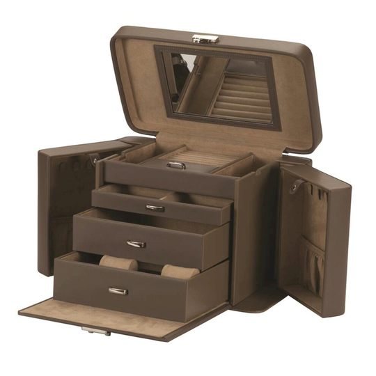 Mele and Co Mink Grey Large Lockable Bonded Leather Jewellery Box